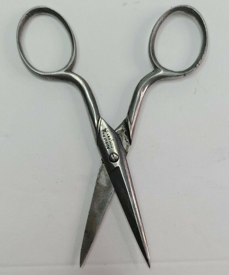 Antique 1900's Silver Scissors 4" Adolphus Cutlery Co. Germany Embroidery Sewing