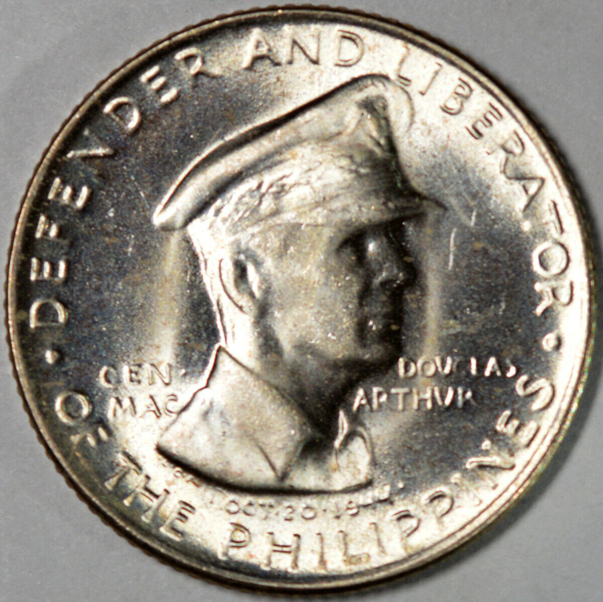 Philippines Silver 50 Centavos 1947 Gen Macarthur & Marshall Island 1990 Gen Ike