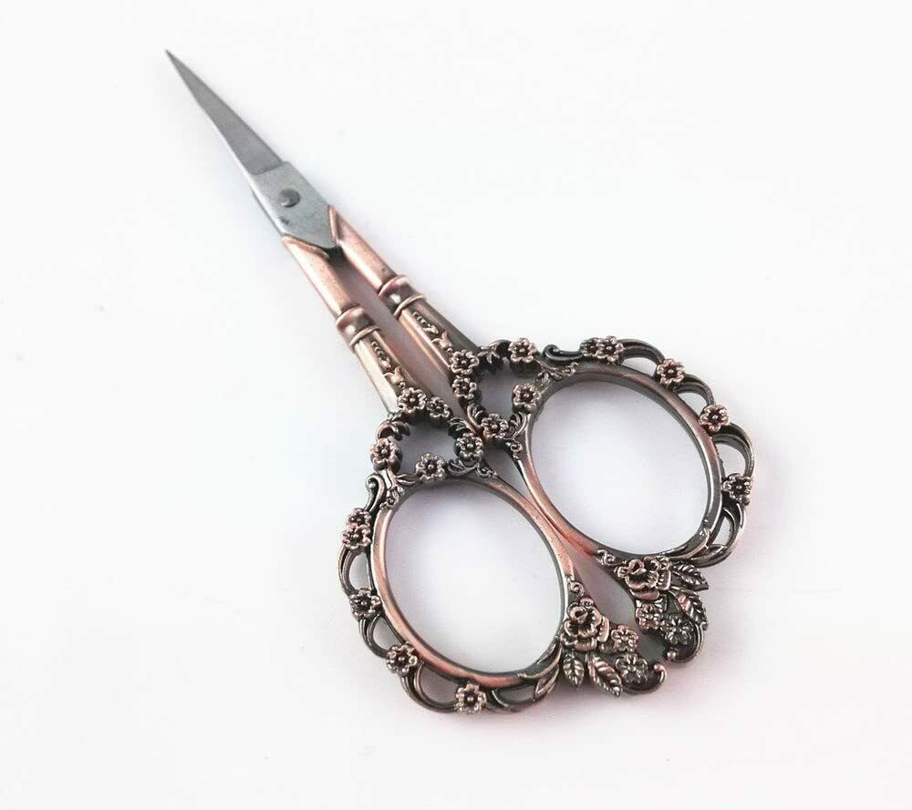 Vintage/antique-style Embroidery Scissors With Intricate Copper Finish Handles