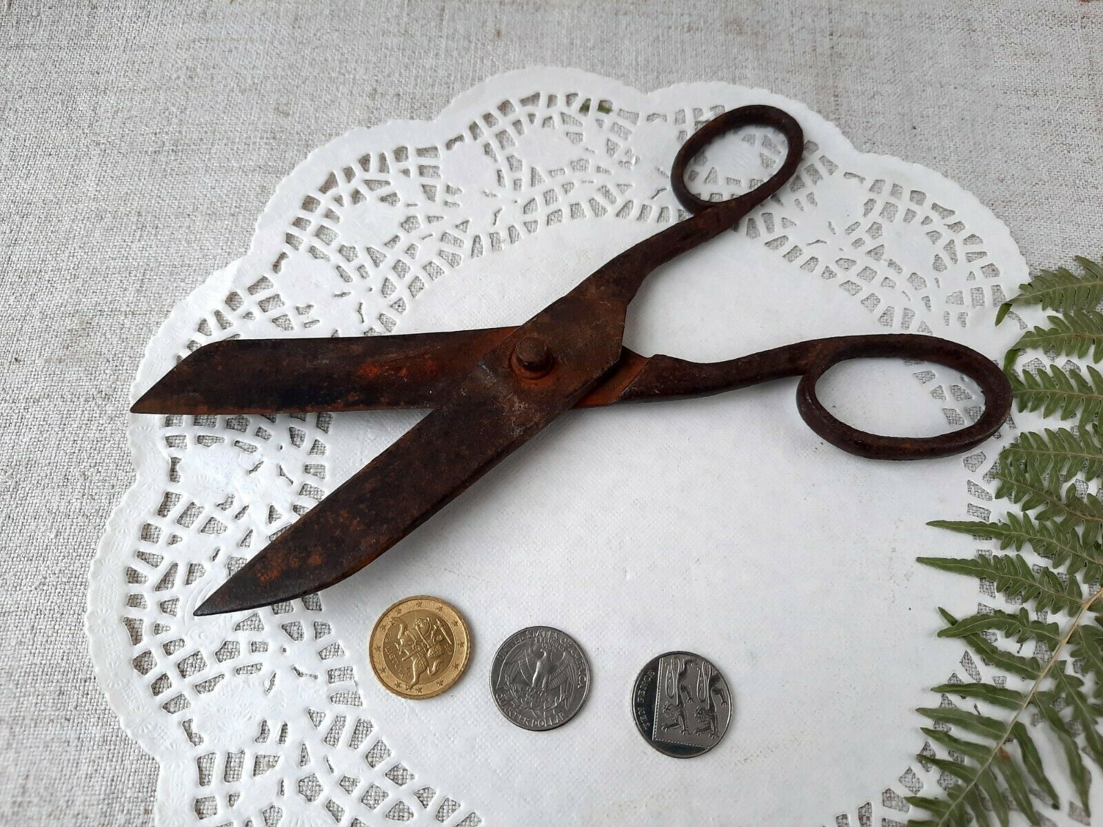 Vintage Antique Hand Iron Forged Scissors Old Primitive Tool Farmhouse #2